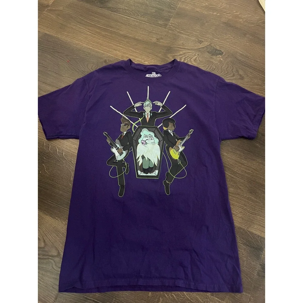 Steven Universe Cartoon Network Mens Purple Graphic T-Shirt Size M Band‎ Suits